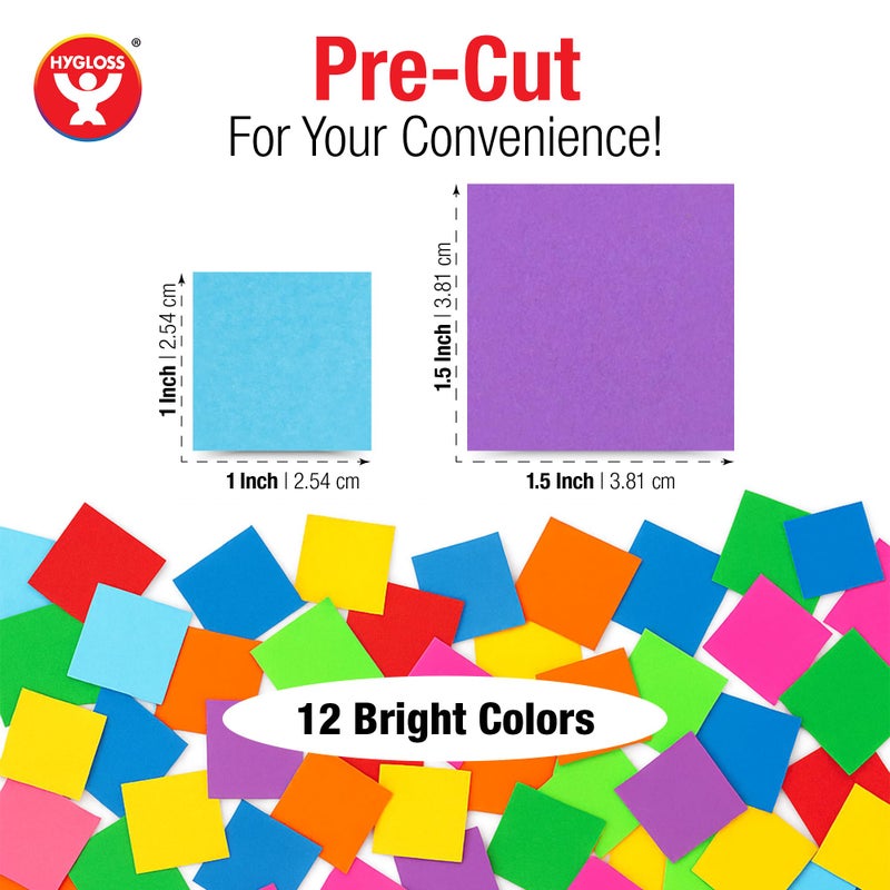 Hygloss 2,000 Pcs Small Cardstock Squares - 1 Inch Papers Squares - Great for Mosaic Crafts, Arts & Crafts, DIY Projects, Classroom Activities & Much More â€“ Double-Sided, Bright Assorted Colors - Image 2